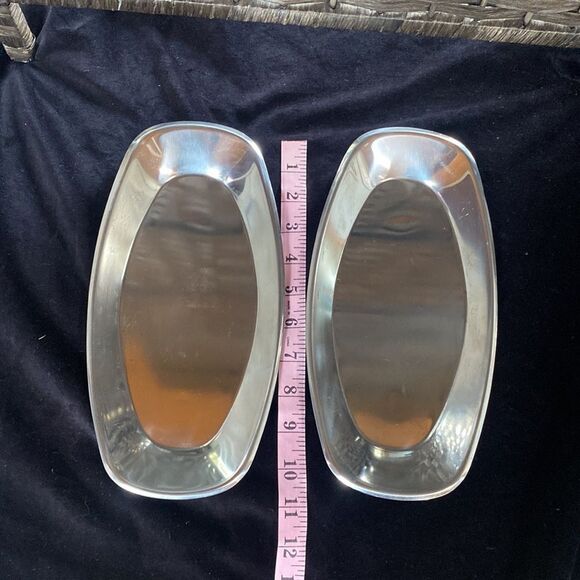 Set of 2 Adcraft Stainless Steel Oblong Trays Made in Japan MCM - Picture 5 of 6